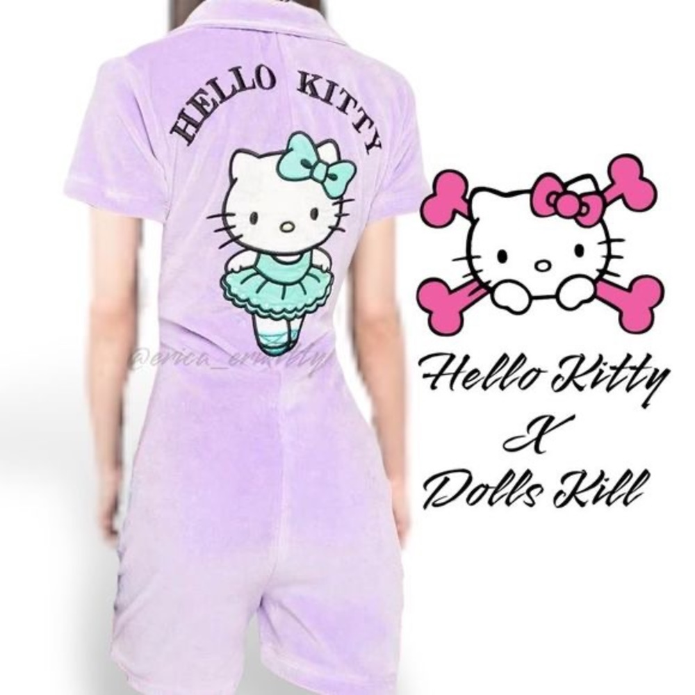 Hello Kitty Lilac Velour Romper